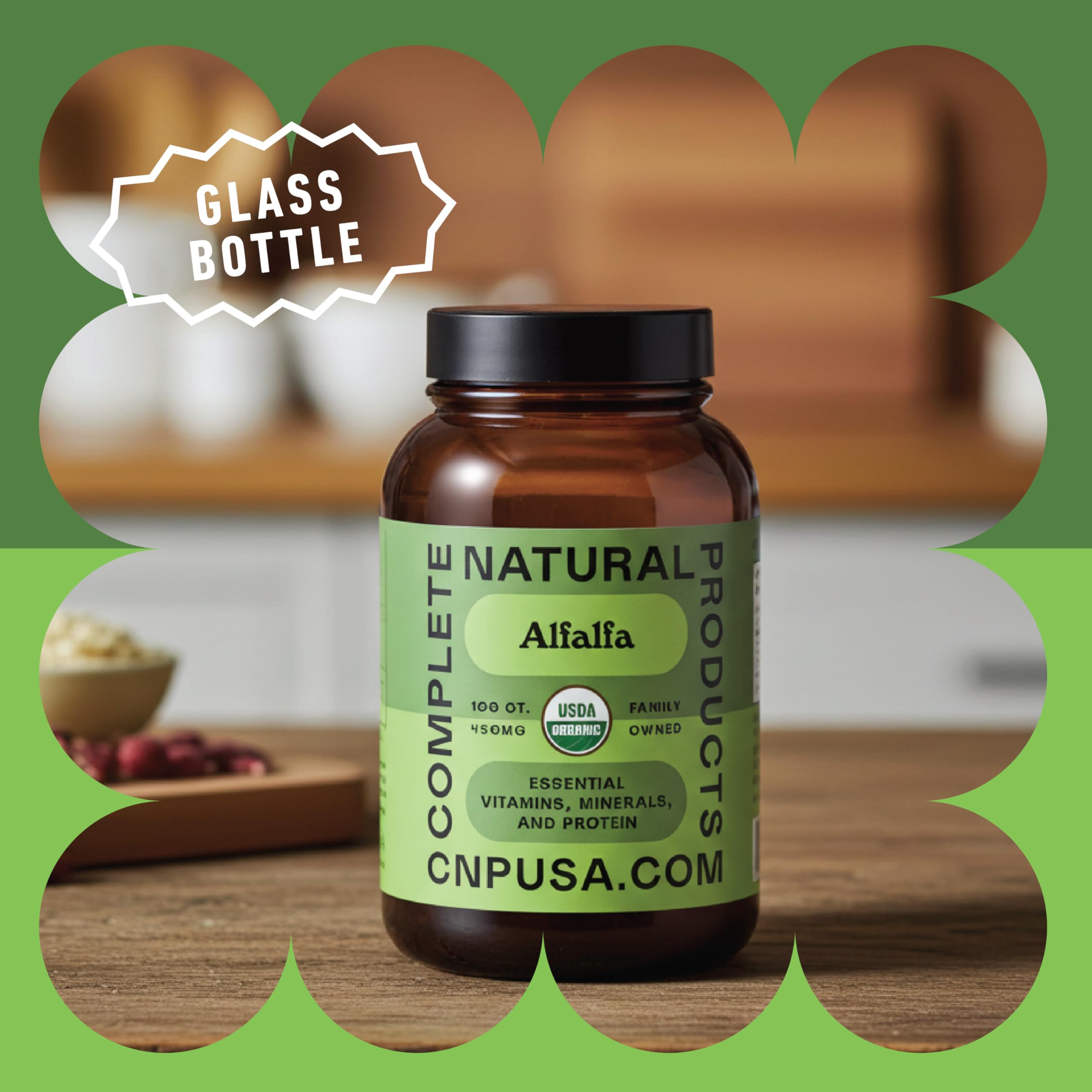 Complete Natural Products Ingrédients nutritifs – liste des nutriments issus de feuilles d'alfalfa.