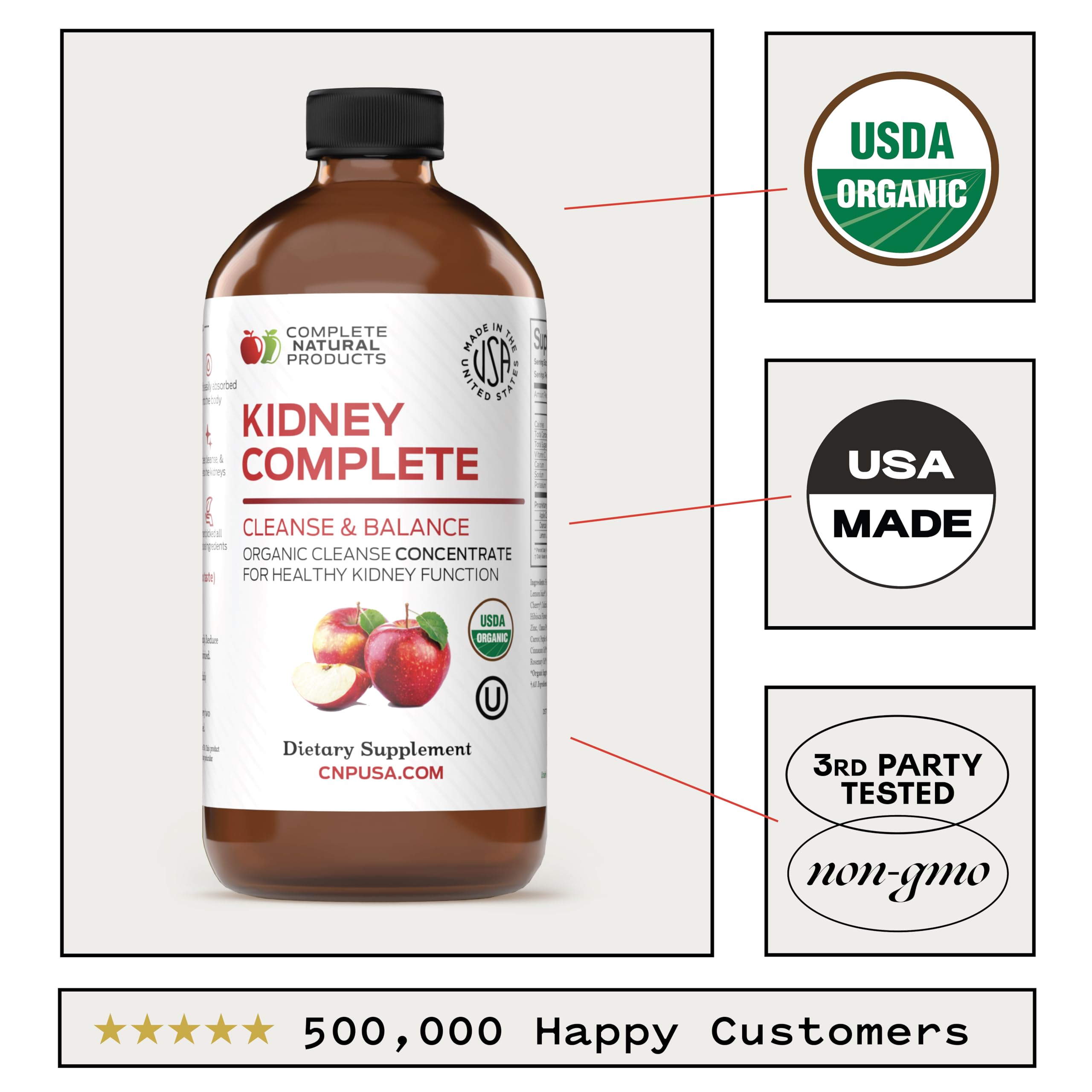 Complete Natural Products Kidney Complete: vue générale de la bouteille liquide prête à usage quotidien.