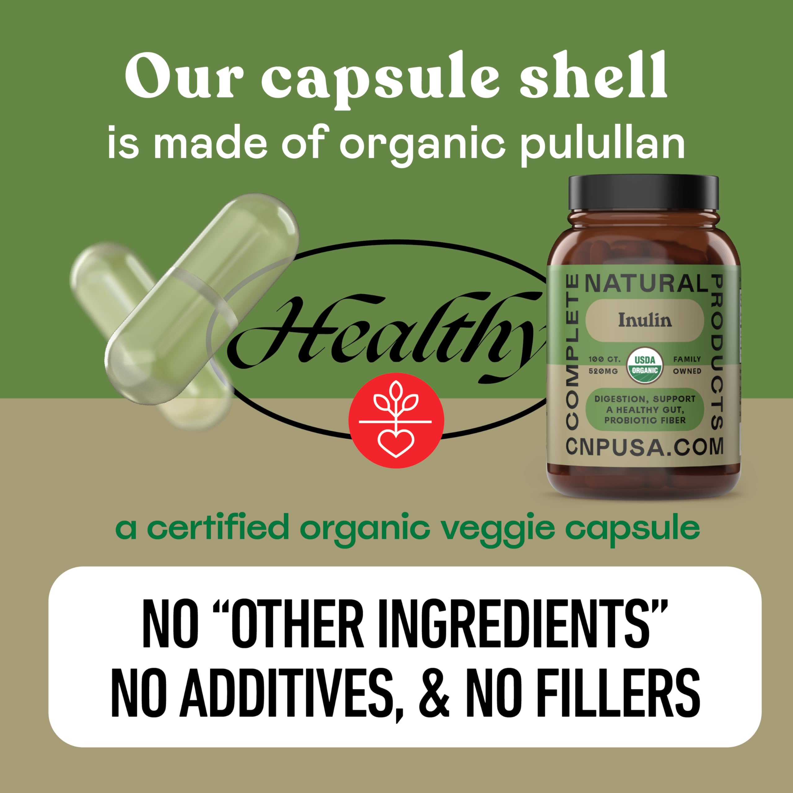 Sans additifs: Complete Natural Products Inuline Capsules 520mg, pureté et simplicité
