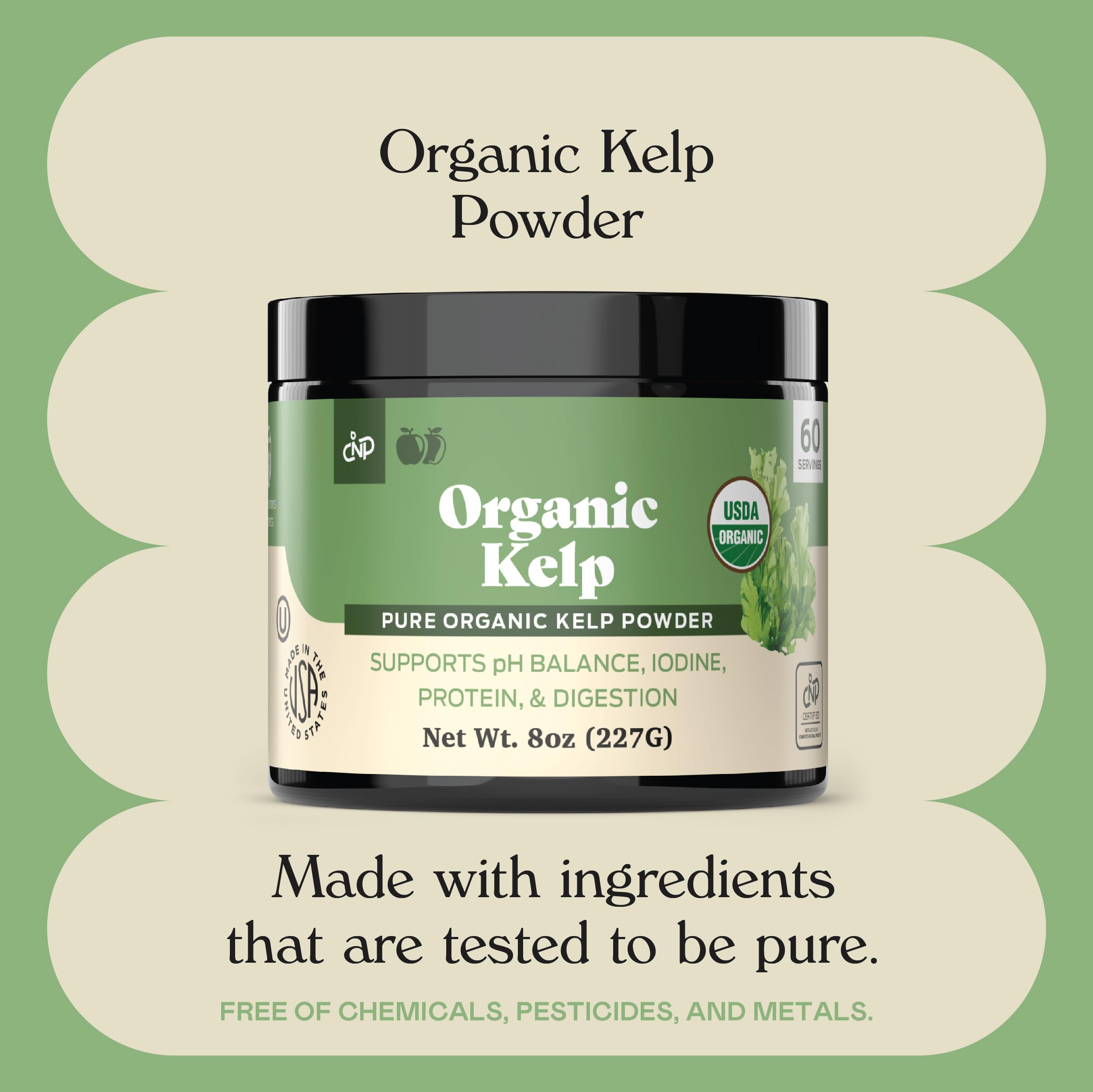 Complete Natural Products Étiquette claire indiquant OU Kosher et absence d’additifs.
