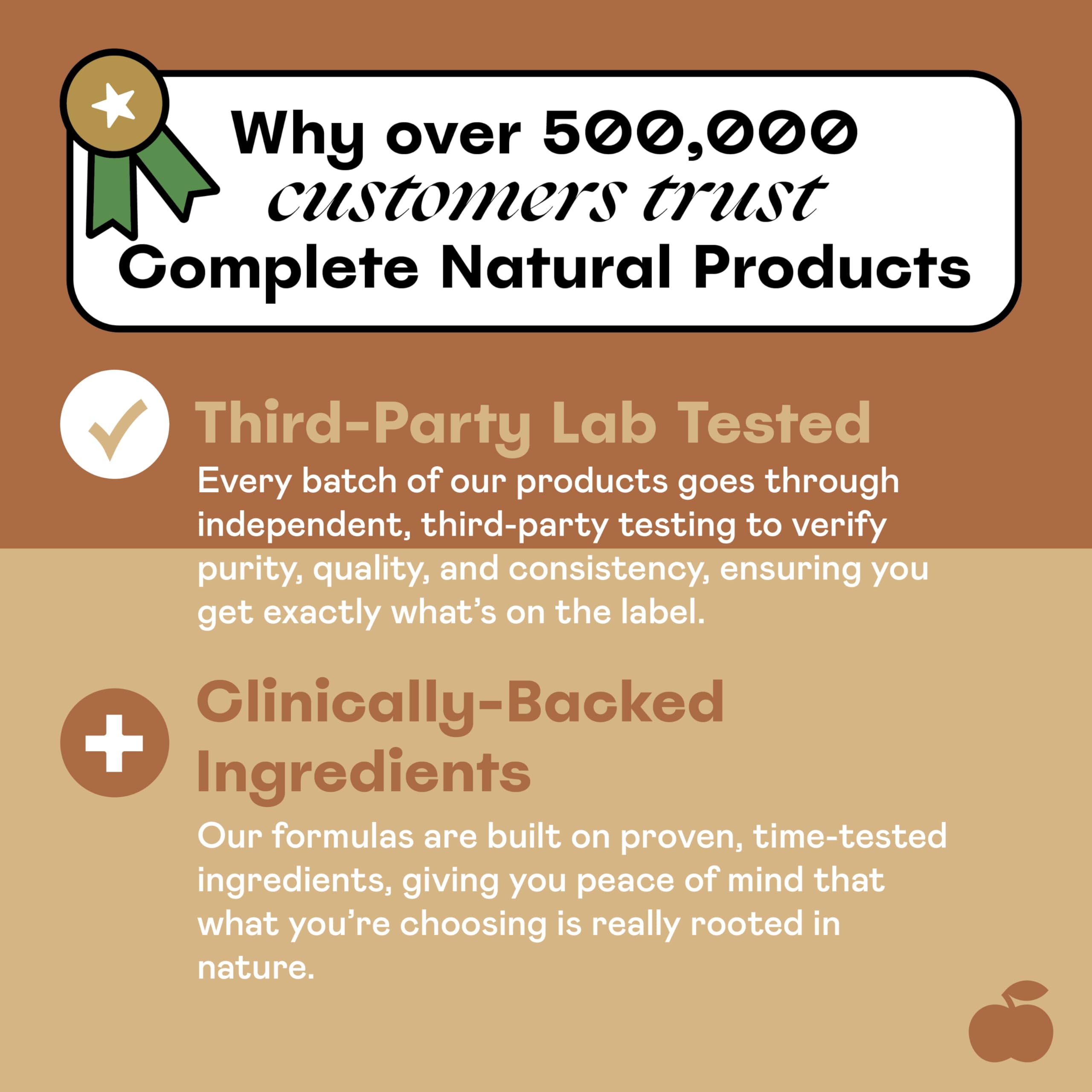 Complete Natural Products: utilisation quotidienne facile grâce à des gélules pratiques.