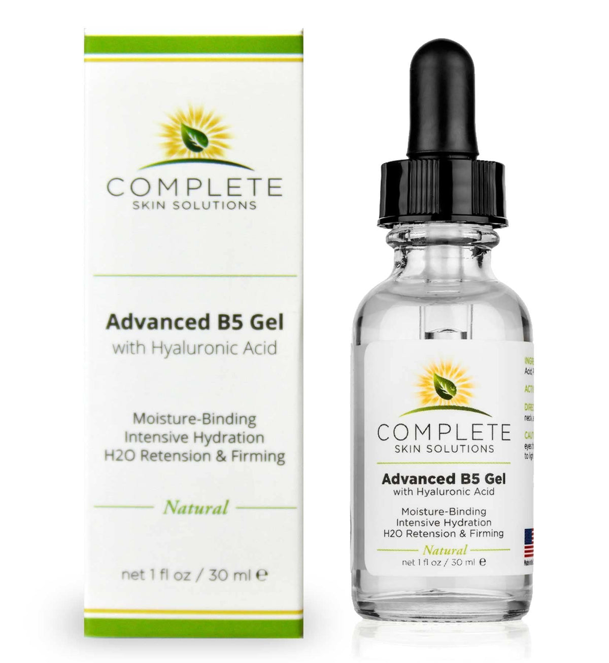Gel B5 Avancé COMPLETE SKIN SOLUTIONS en bouteille 30 ml pour hydrater en douceur.