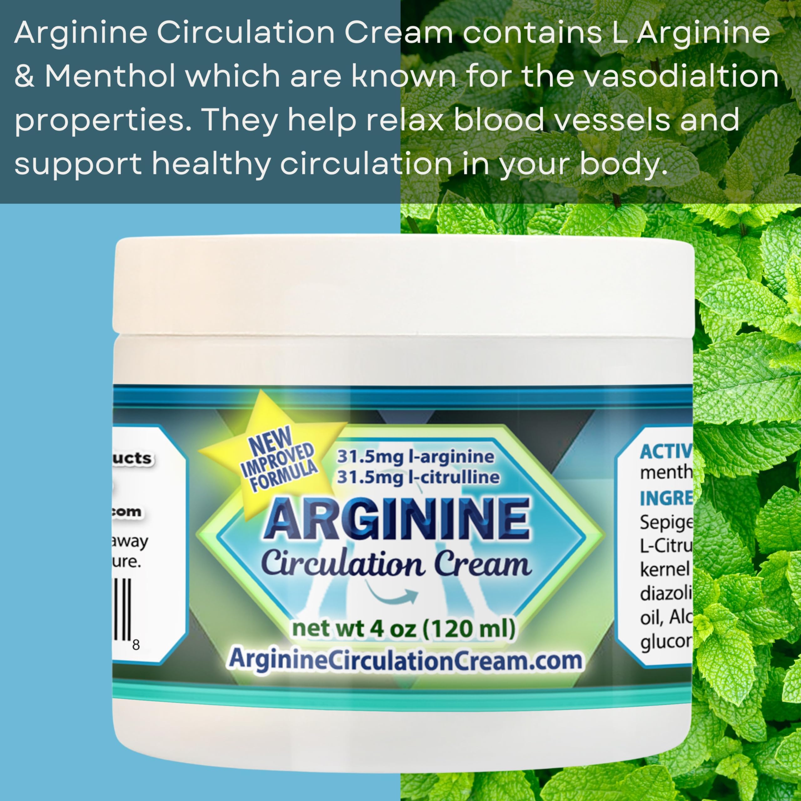 Ingrédients clés L-arginine et L-citrulline dans la crème Circulation