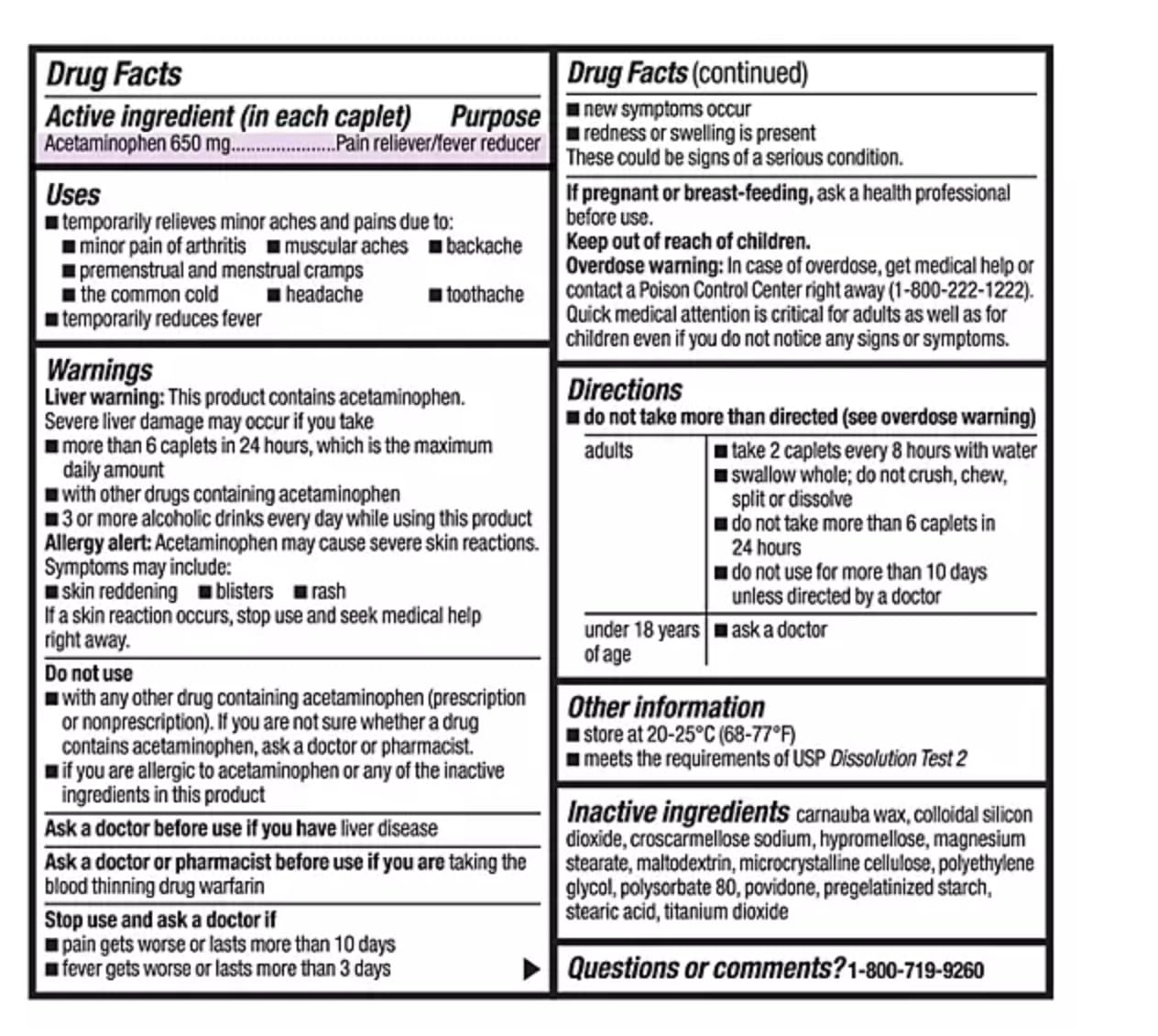 Comprime-paracétamol-650mg-liberation-prolongee de Member's Mark, prise simple et efficace.
