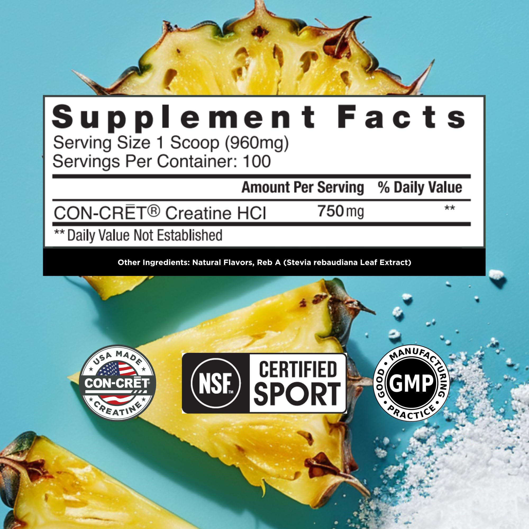 CON-CRET Creatine HCl Poudre, doseur intégré pour dosage précis et usage pratique.