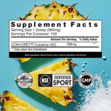 CON-CRET Creatine HCl Poudre, doseur intégré pour dosage précis et usage pratique.