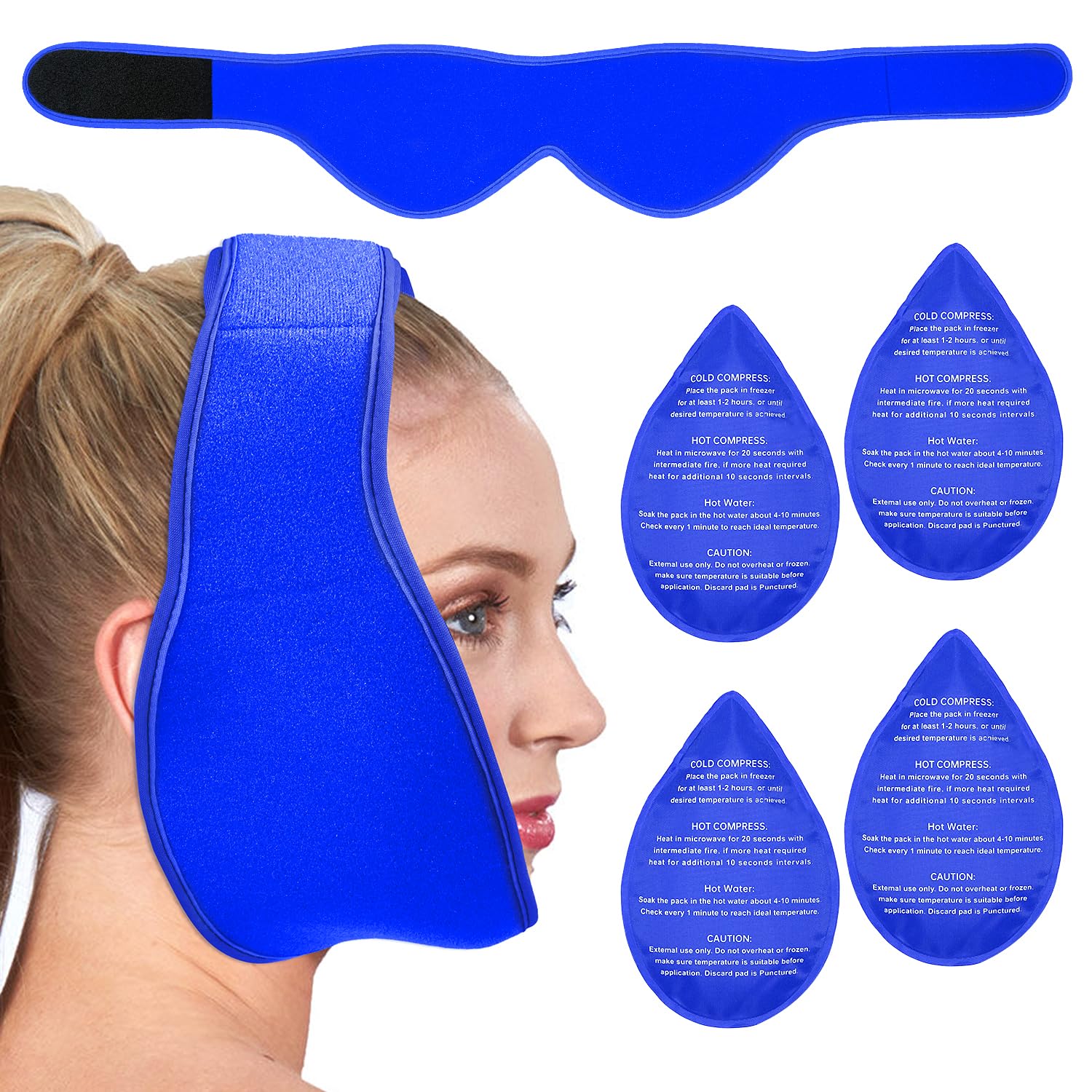 CONBELLA bandeau-tete-glace-4-packs: ajustement precis pour le visage et soulagement.