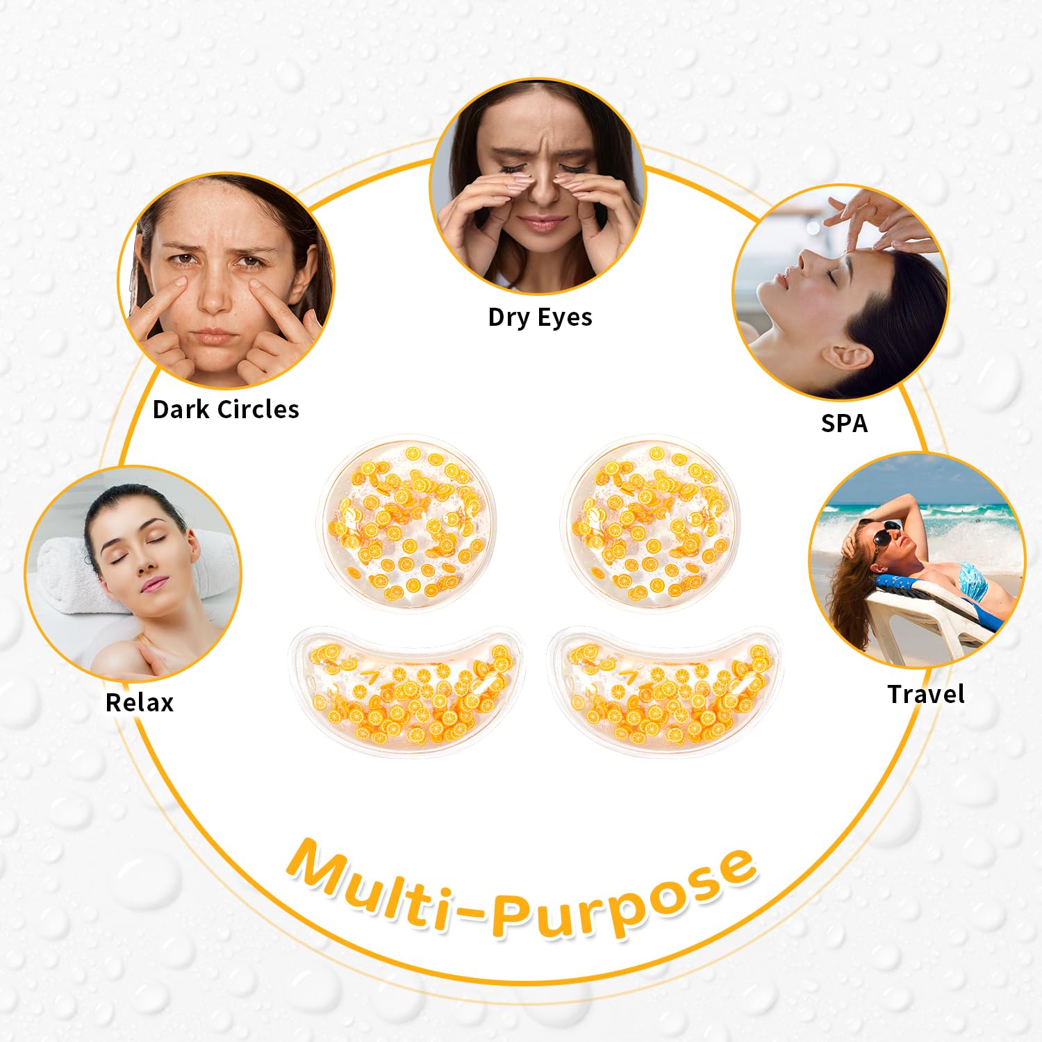 Conbella pads gel yeux multi-usages, s’adapte à genoux, coudes et cou.