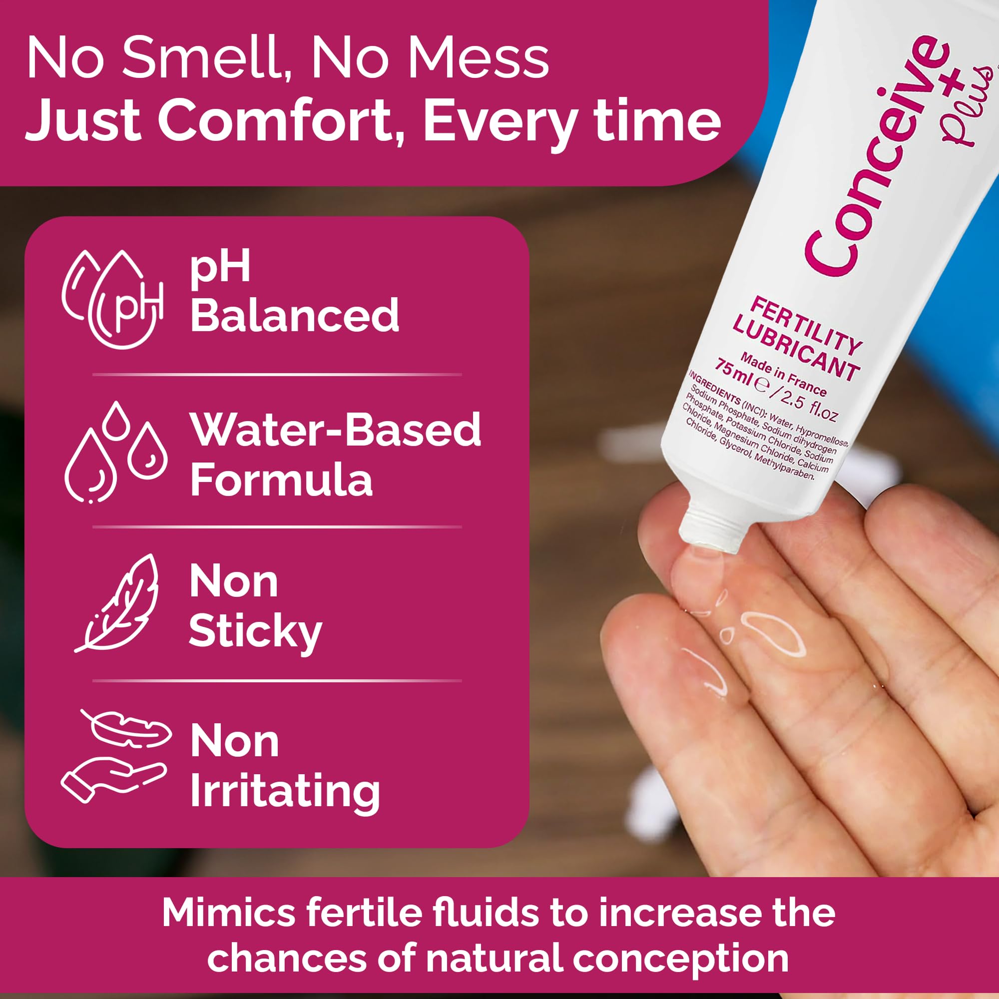 CONCEIVE PLUS-lubrifiant-equilibre-ph: environnement propice pour le mucus fertile.