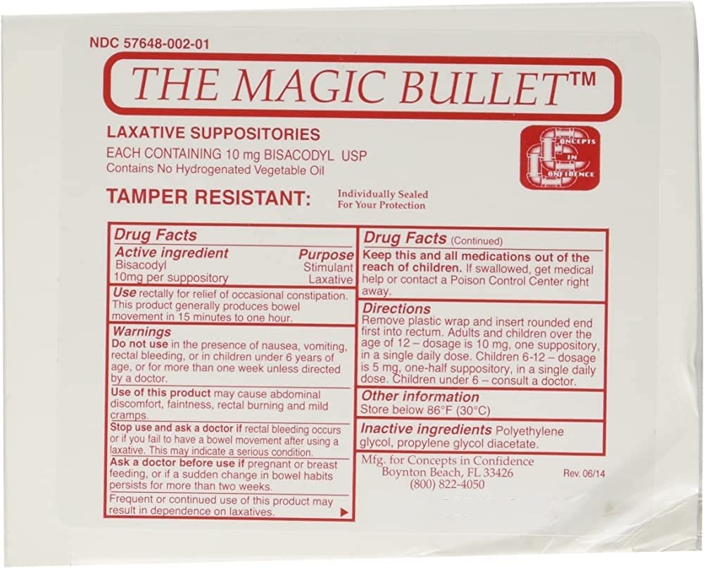 Suppositoires Magic Bullet Concepts In Confidence dans la boîte de 20, pratique à utiliser