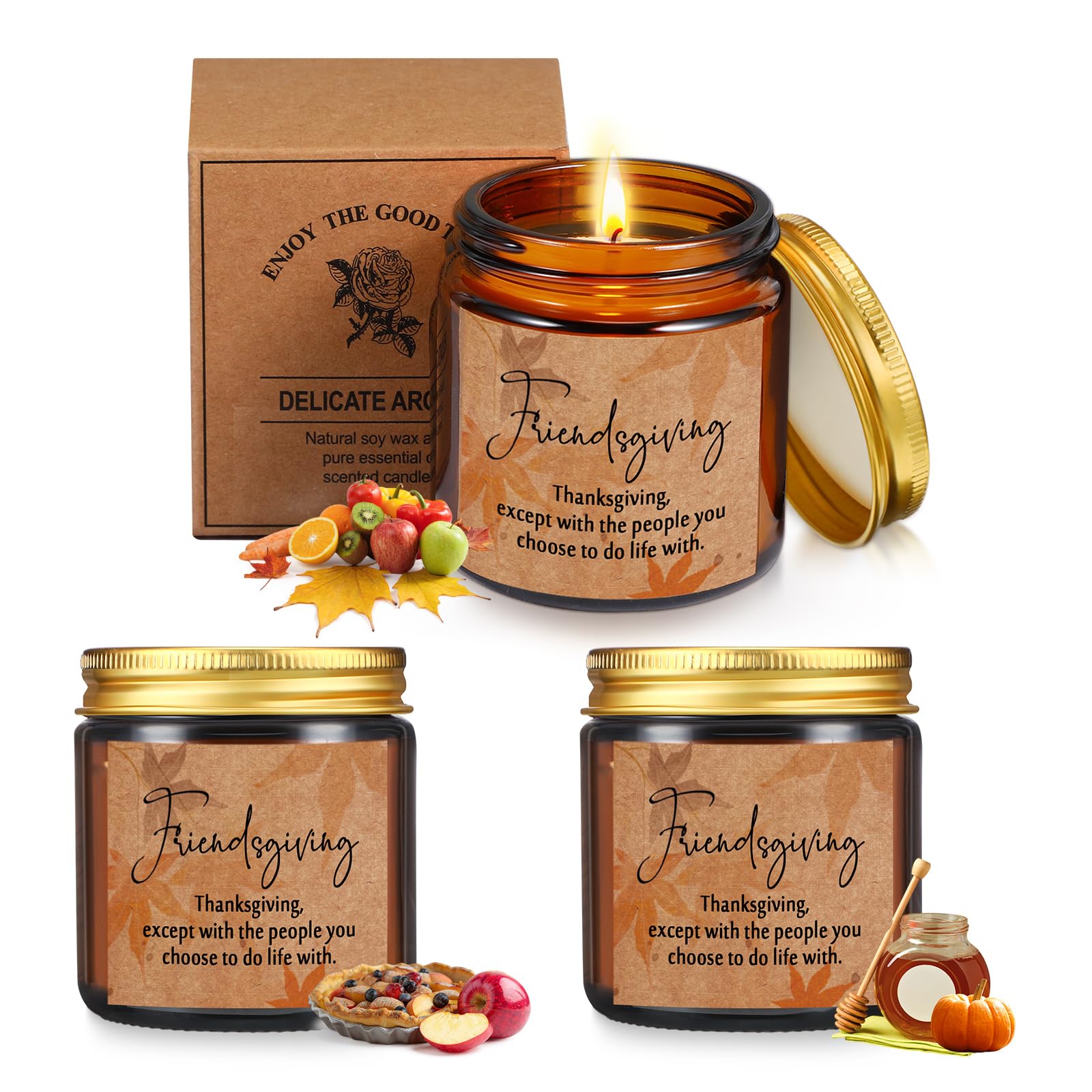 Bougies Conelist ensemble automne ambre, ambiance chaleureuse prête à offrir