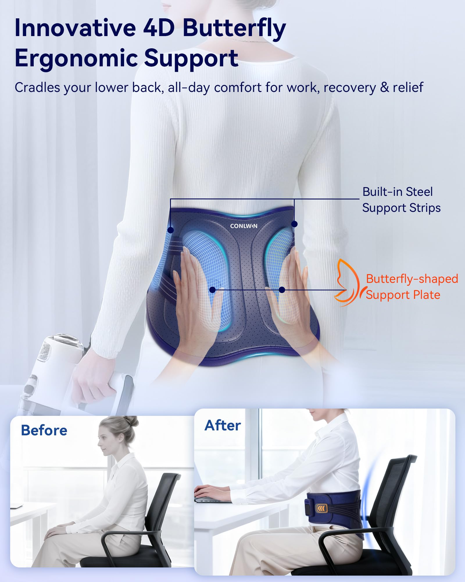 CONLWIN soutien 4D butterfly assure une posture stable et confortable