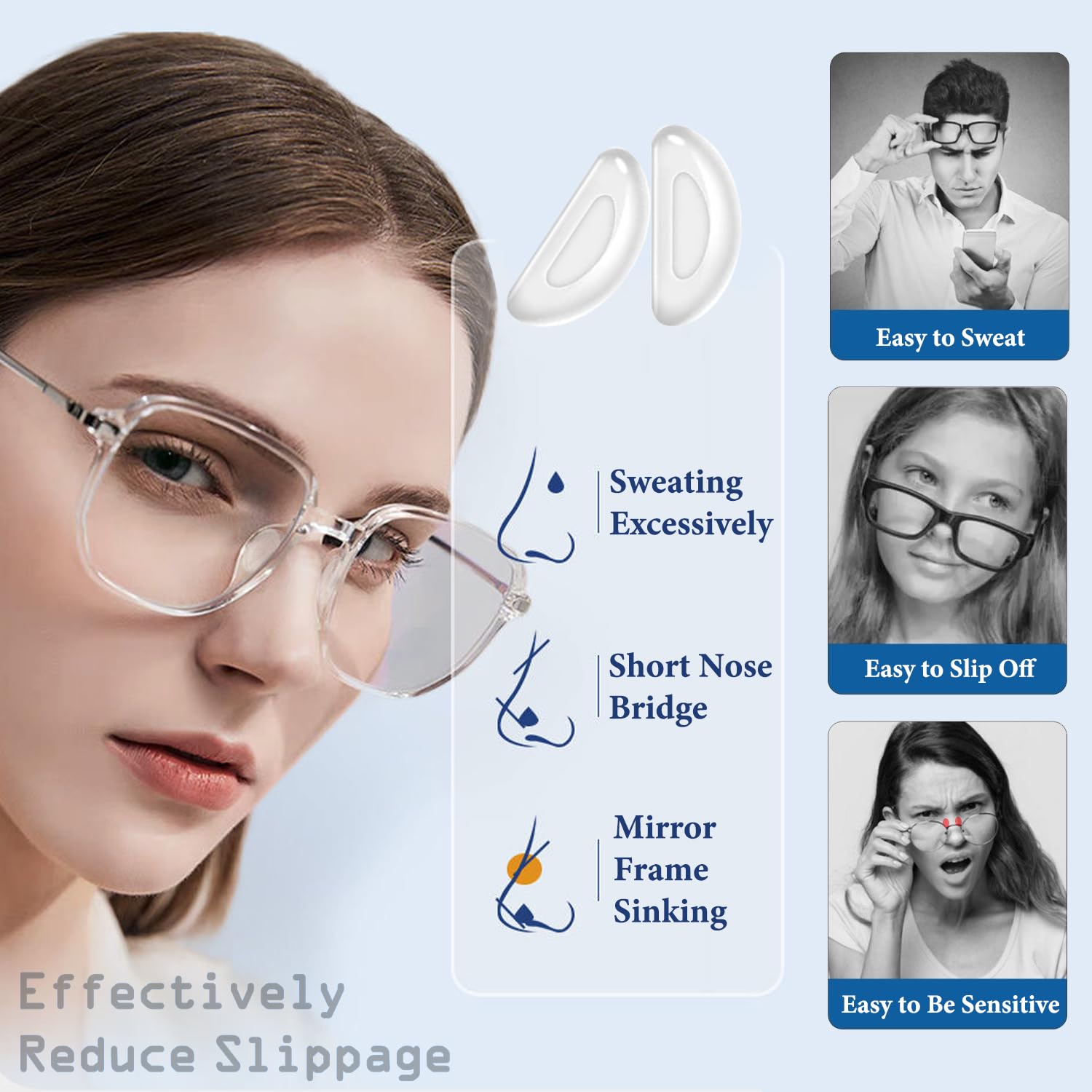 Consss plaquettes nez compatibilité lunettes plastiques assure stabilité fiable.