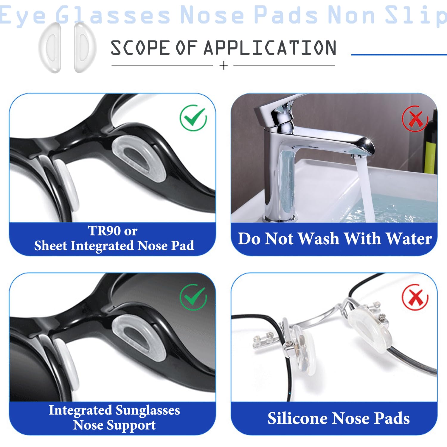 Consss plaquettes nez compatibilité montures métalliques pour un ajustement durable.