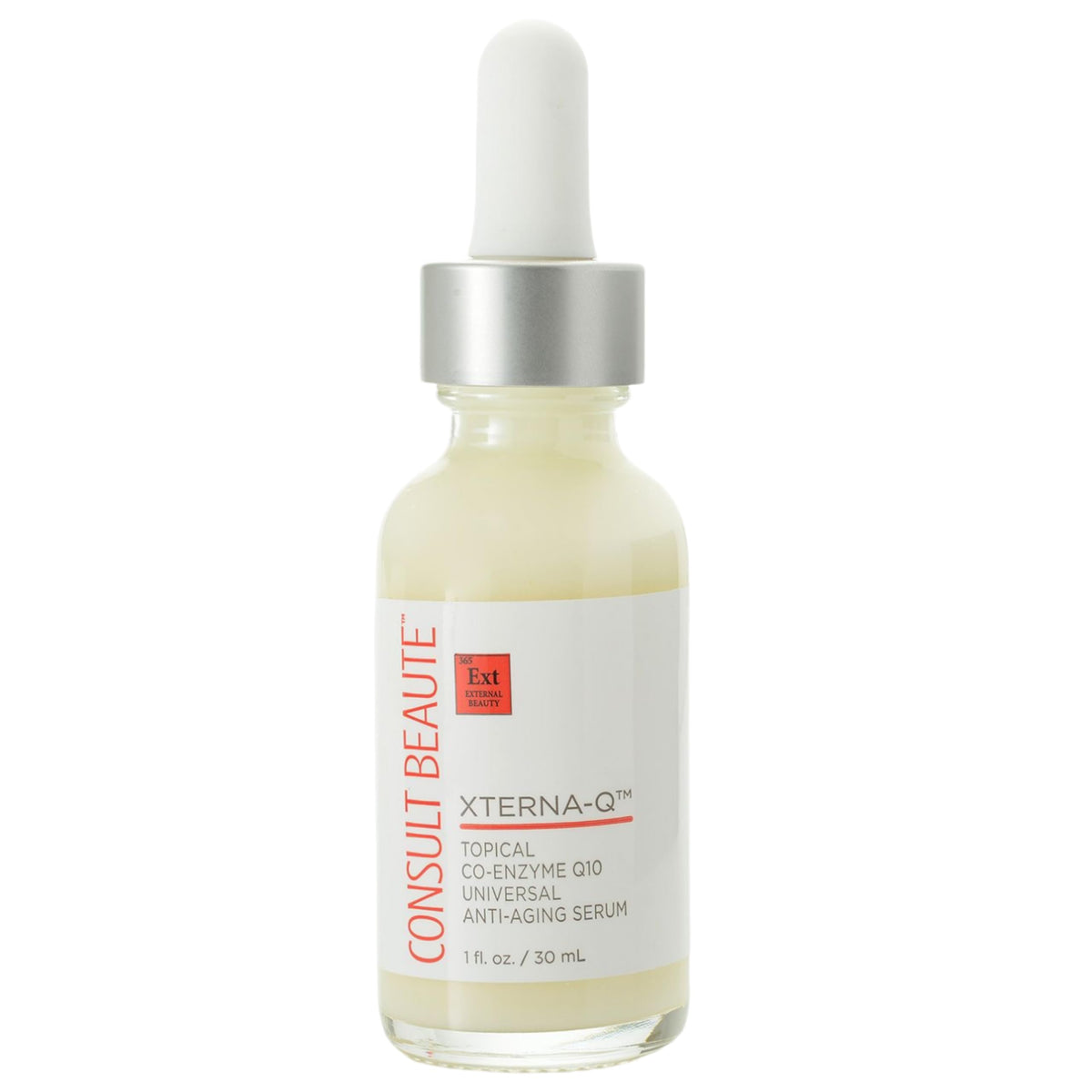 Consult Beaute XTERNA-Q sérum, bouteille élégante prête à hydrater en profondeur.