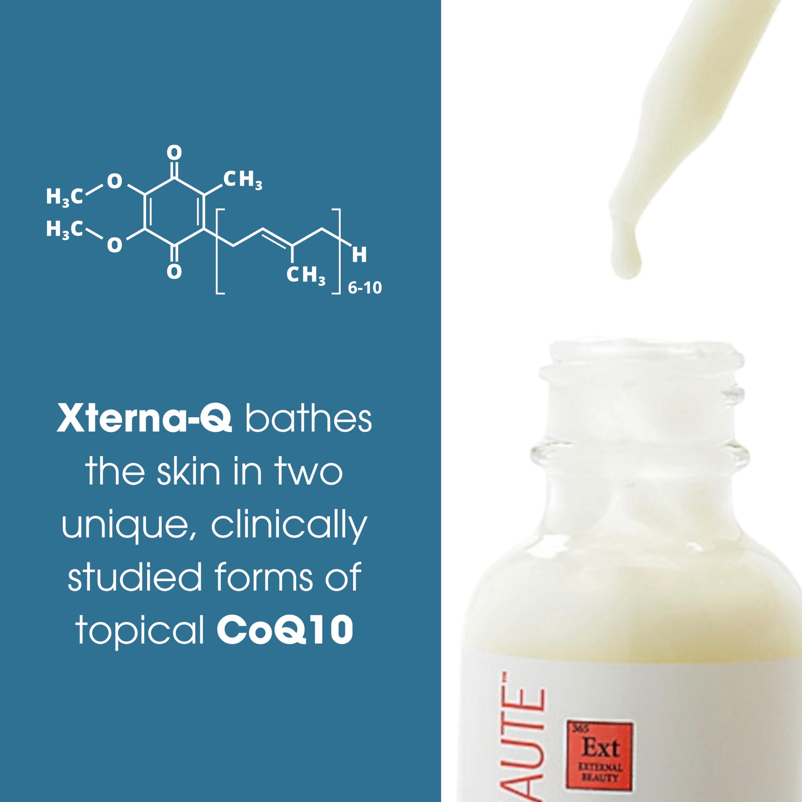 CoQ10 et peptides: ingrédients clés du Sérum Consult Beaute XTERNA-Q pour la peau.