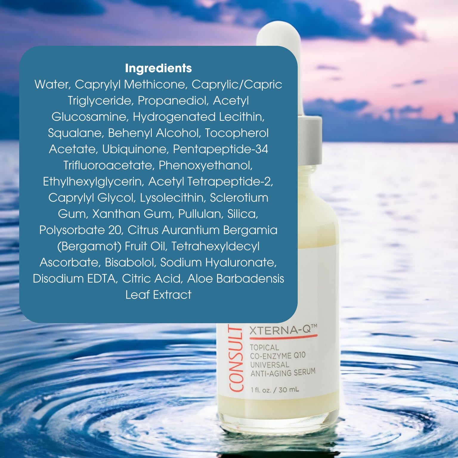 Emballage élégant Consult Beaute XTERNA-Q, prêt à intégrer votre routine.