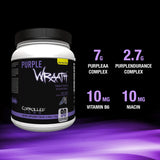 Étiquette Purple Wraath montrant les composants et les bénéfices potentiels.