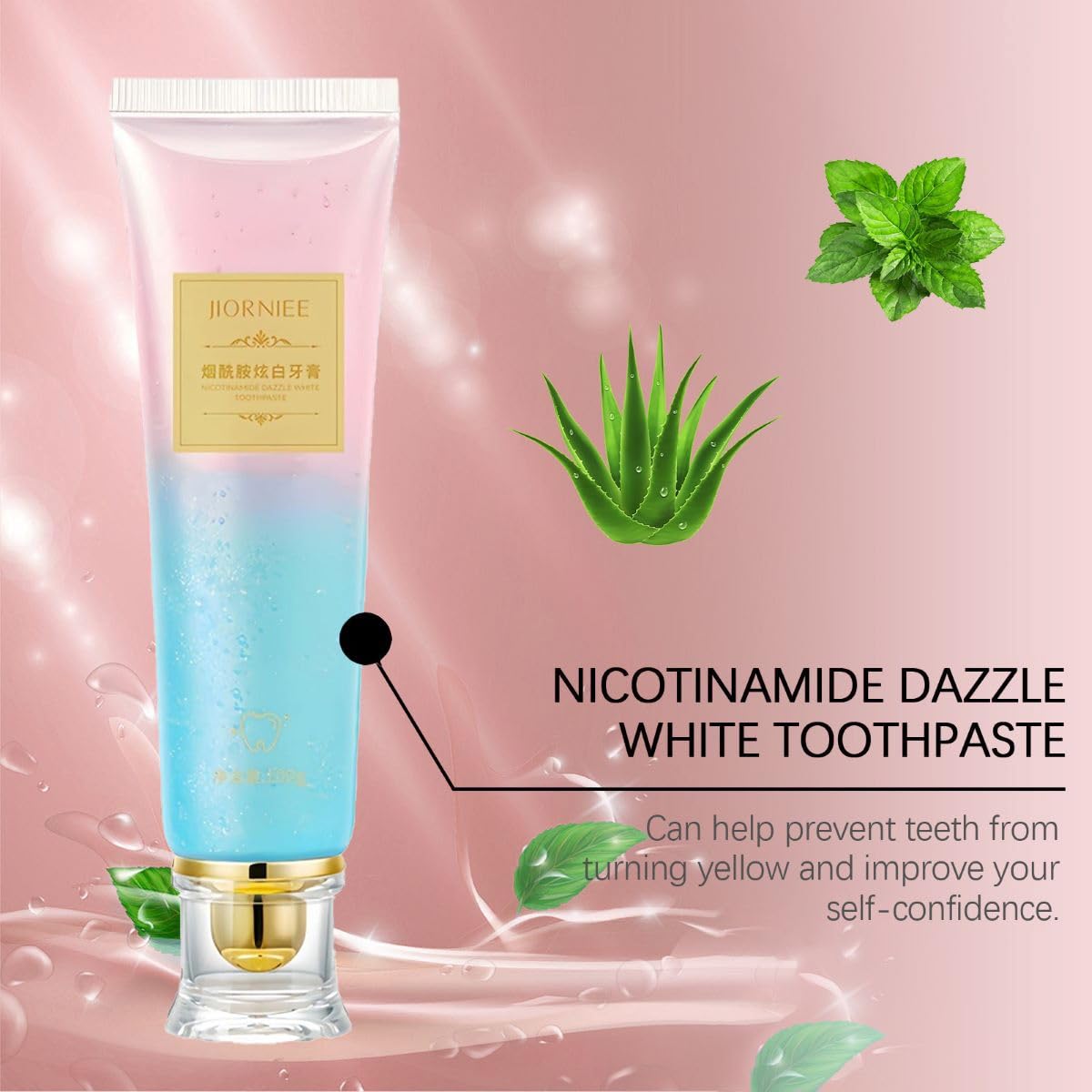 Conversionh Niacinamide, dentifrice avec brosse pour une routine quotidienne.