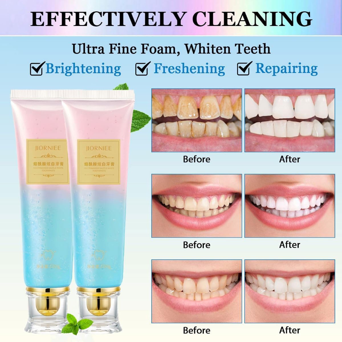 Conversionh Niacinamide, dentifrice haleine fraîche après chaque brossage.