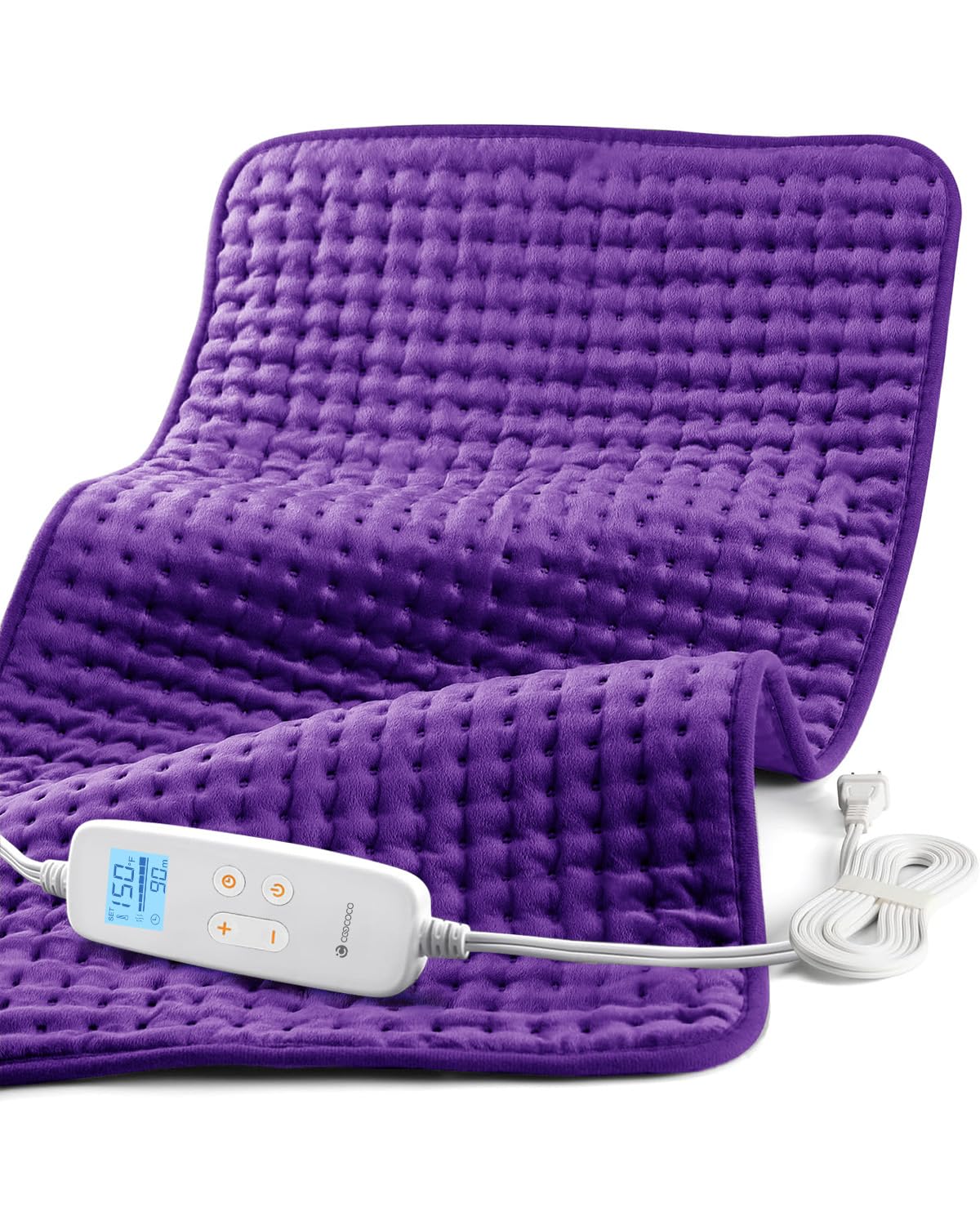 CooCoCo chauffe-poche électrique 17x33 violet, couverture généreuse pour un confort ciblé.