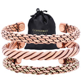 Bracelets Coppervast en cuivre torsadés, ensemble de 3, élégance polyvalente.