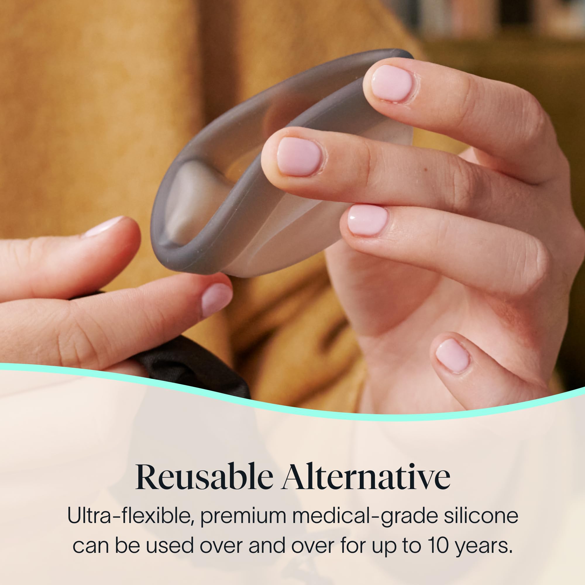 Cora Disque Menstruel Charbon – silicone médical premium pour durabilité.