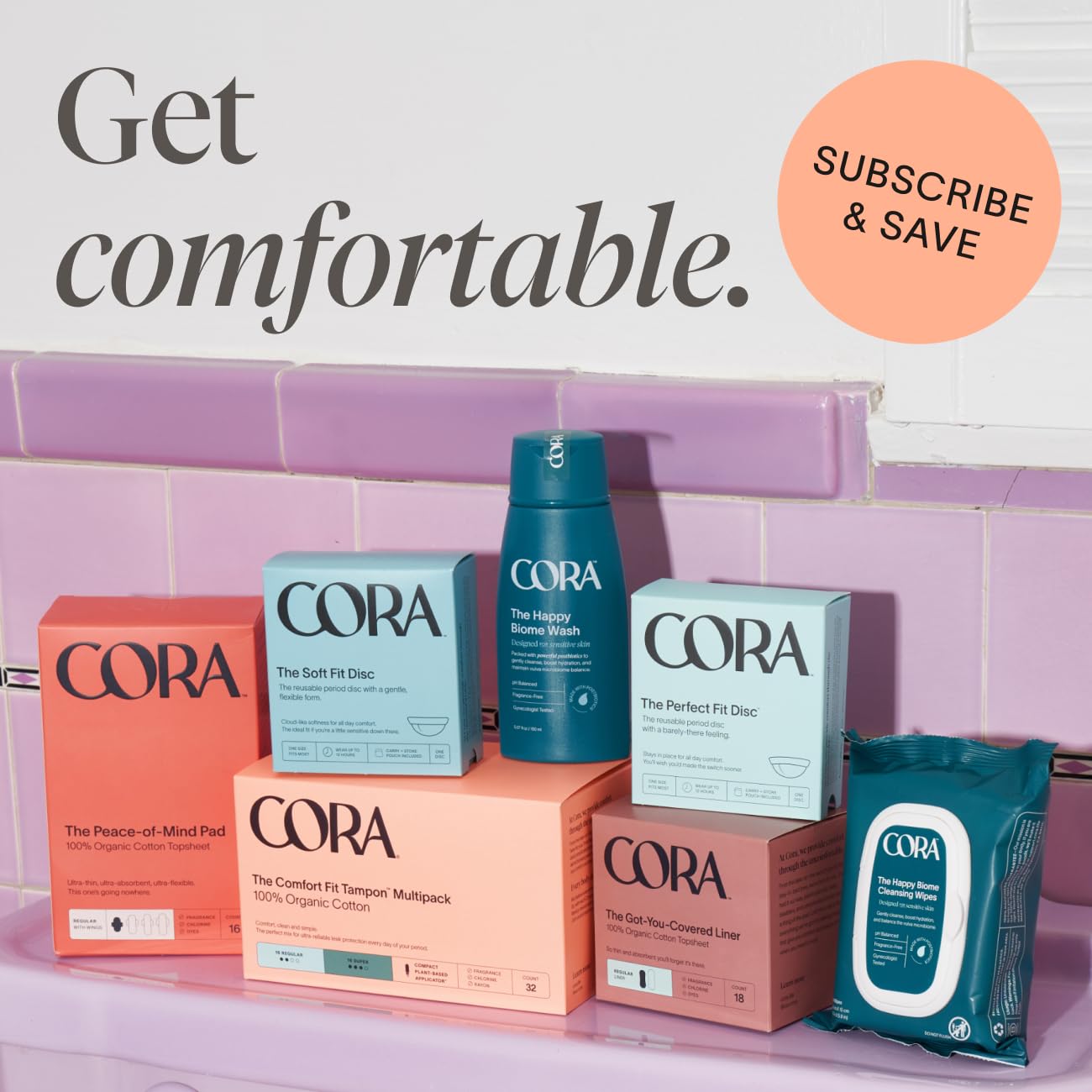 Confort durable avec Cora, choix polyvalent pour flux léger à lourd.