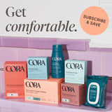 Confort durable avec Cora, choix polyvalent pour flux léger à lourd.