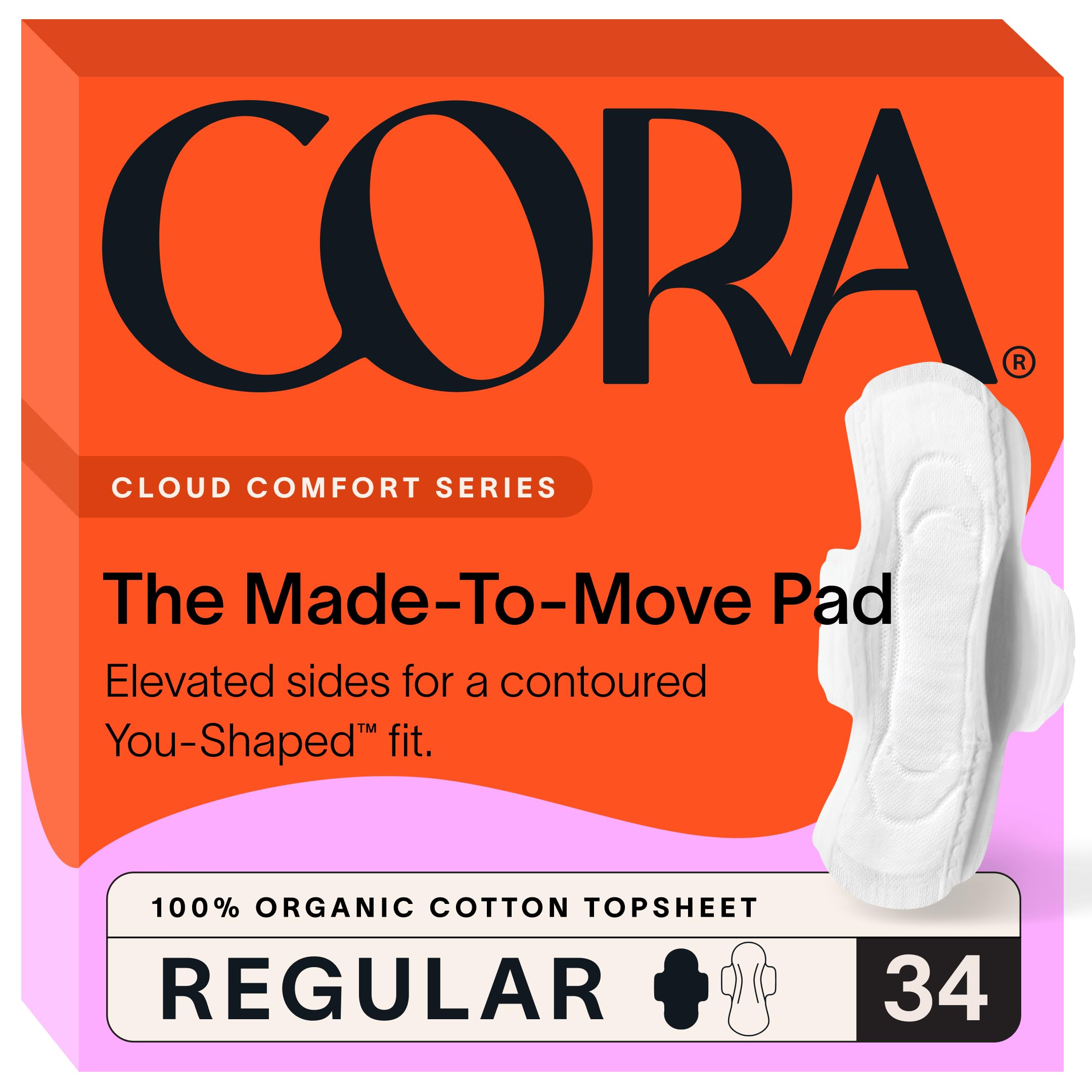 Cora serviette hygiénique — dessus coton biologique, sensation naturelle et hypoallergénique.