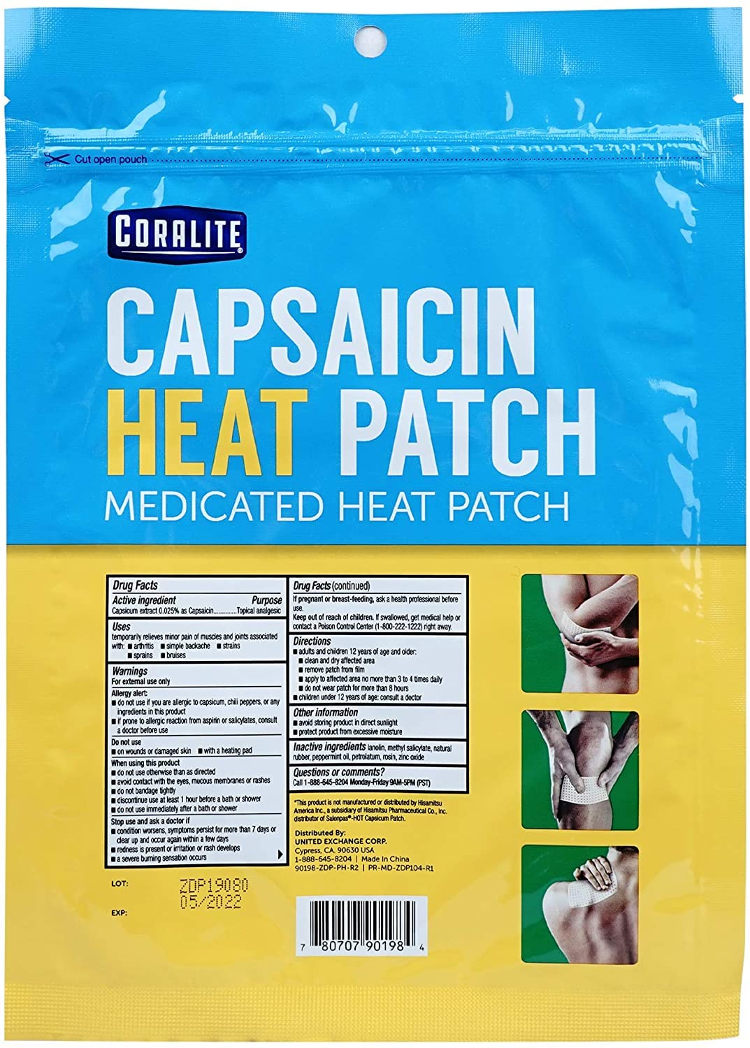Coralite patch capsaicine — soulagement temporaire des courbatures après l’effort.