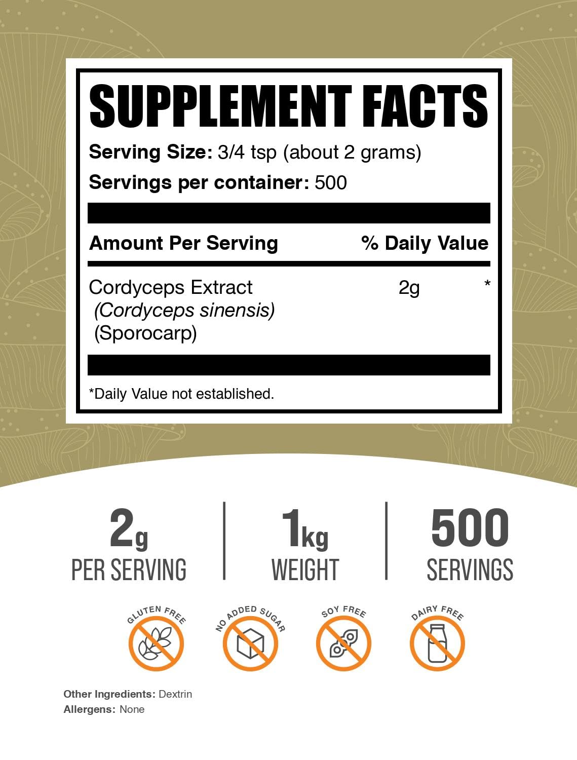 BulkSupplements Cordyceps extrait en poudre, dose idéale pour smoothies