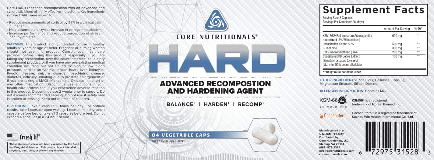 Core HARD: gros plan sur les gélules, usage pratique et quotidien.
