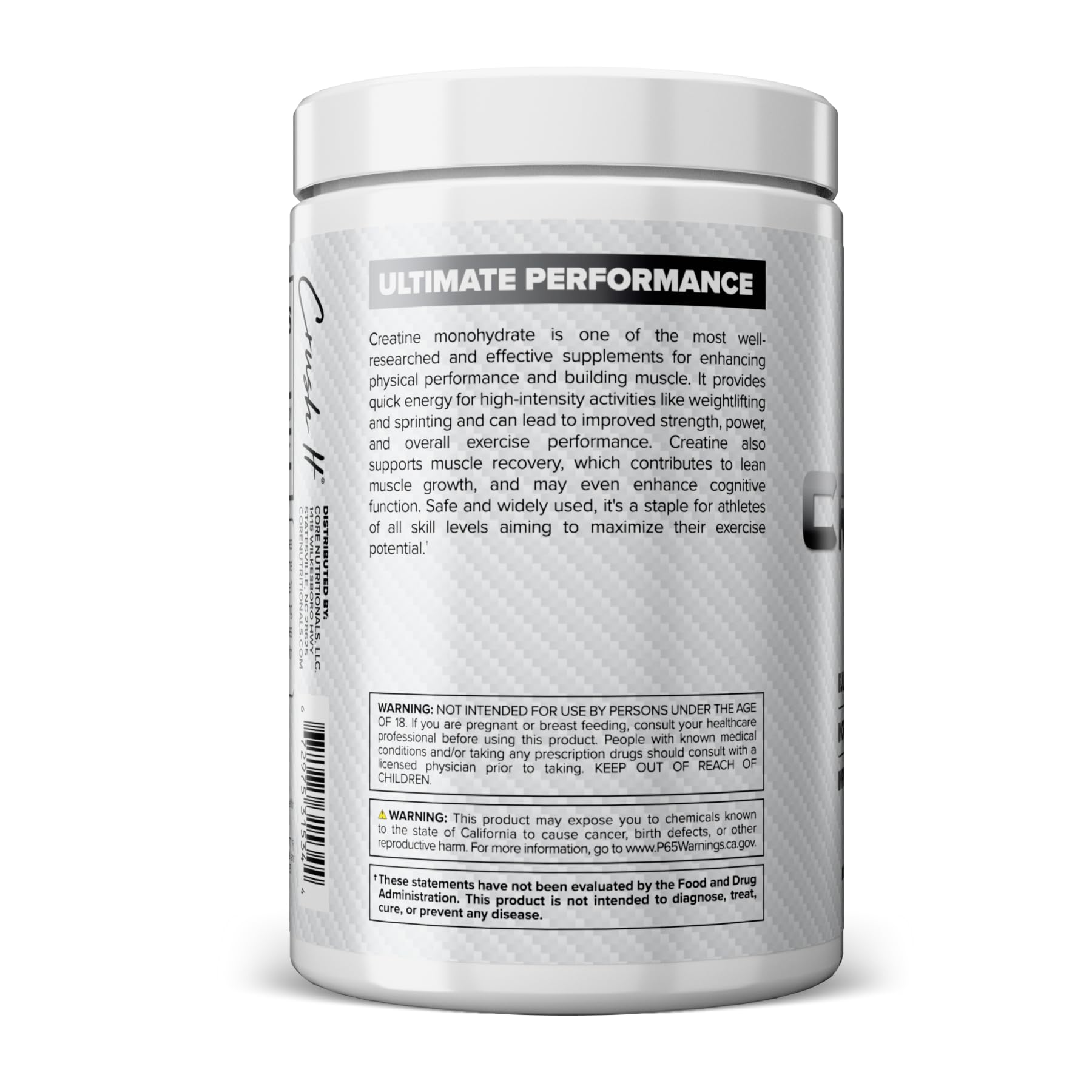 Core Nutritionals Créatine Monohydrate : poudre fine se mélange rapidement dans l’eau.