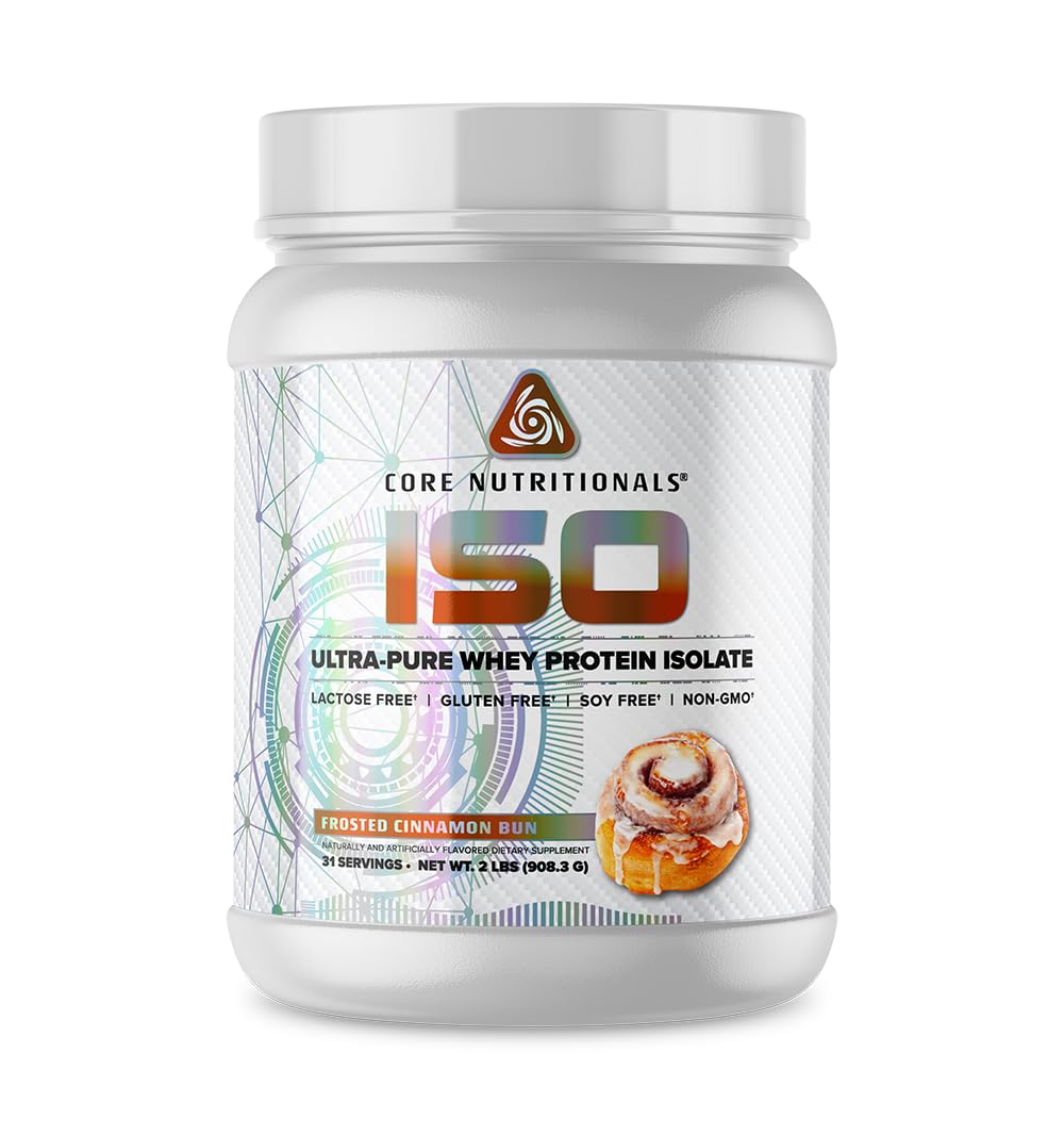 Core Nutritionals Iso Whey Protein Isolate – emballage frontal, pureté élevée et information claire.
