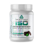 Core Nutritionals Iso Whey Protein Isolate — bouteille Chocolat Menthe Biscuit, goût gourmet.