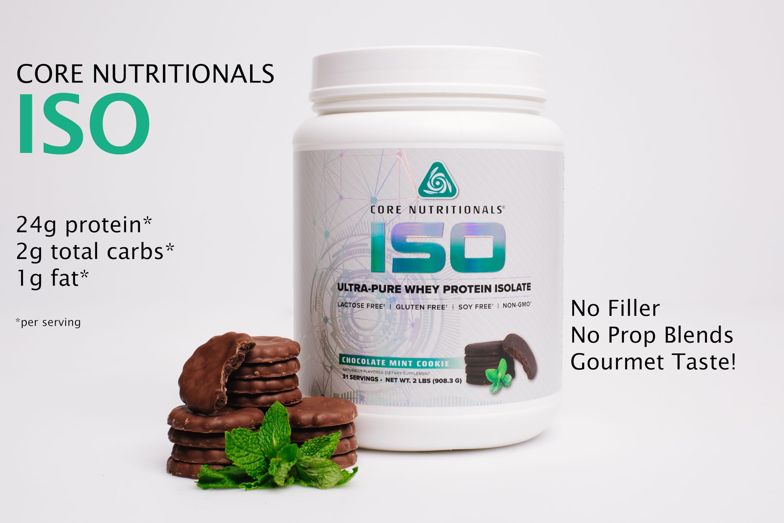 Core Nutritionals Iso Whey Protein Isolate — cuillère-dose, pratique après entraînement.