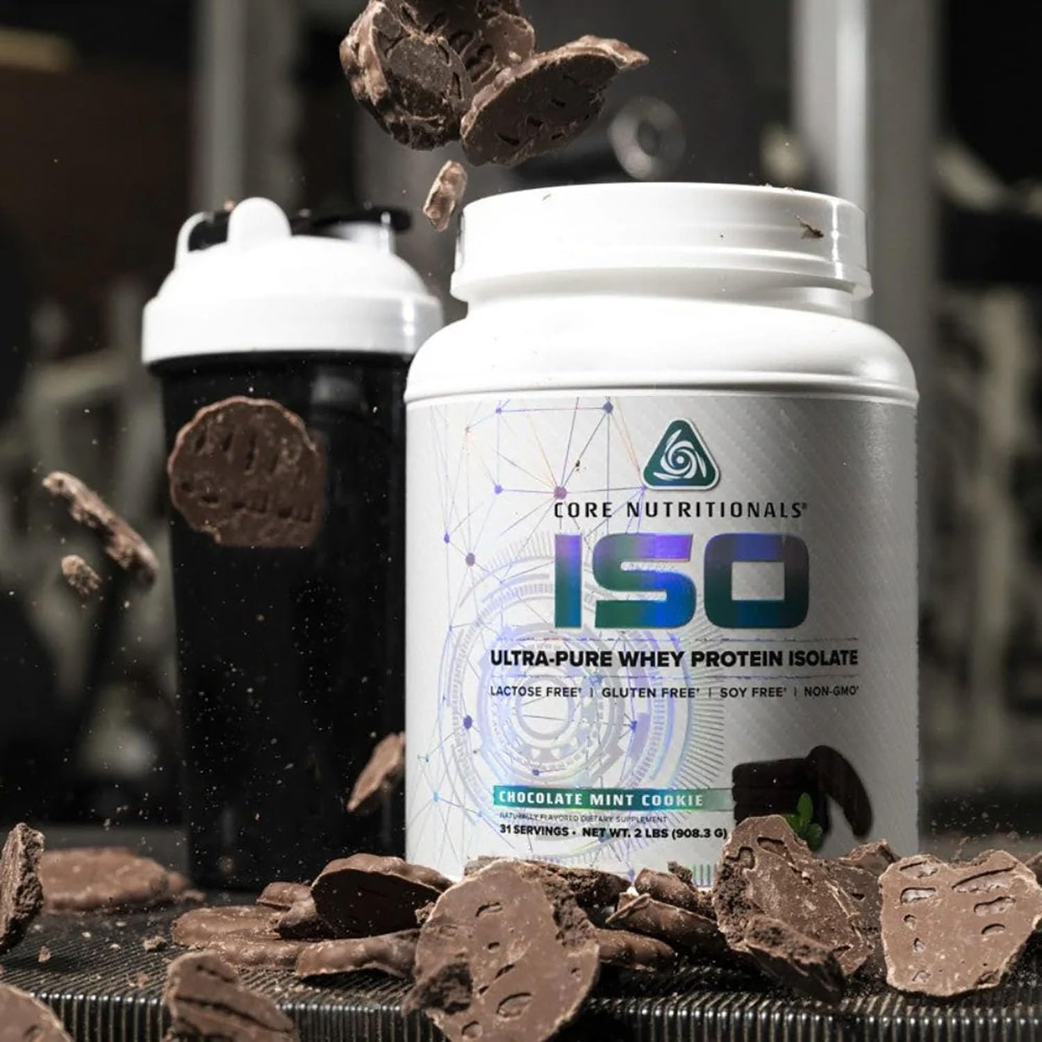 Core Nutritionals Iso Whey Protein Isolate — emballage clair, sans lactose mentionné.