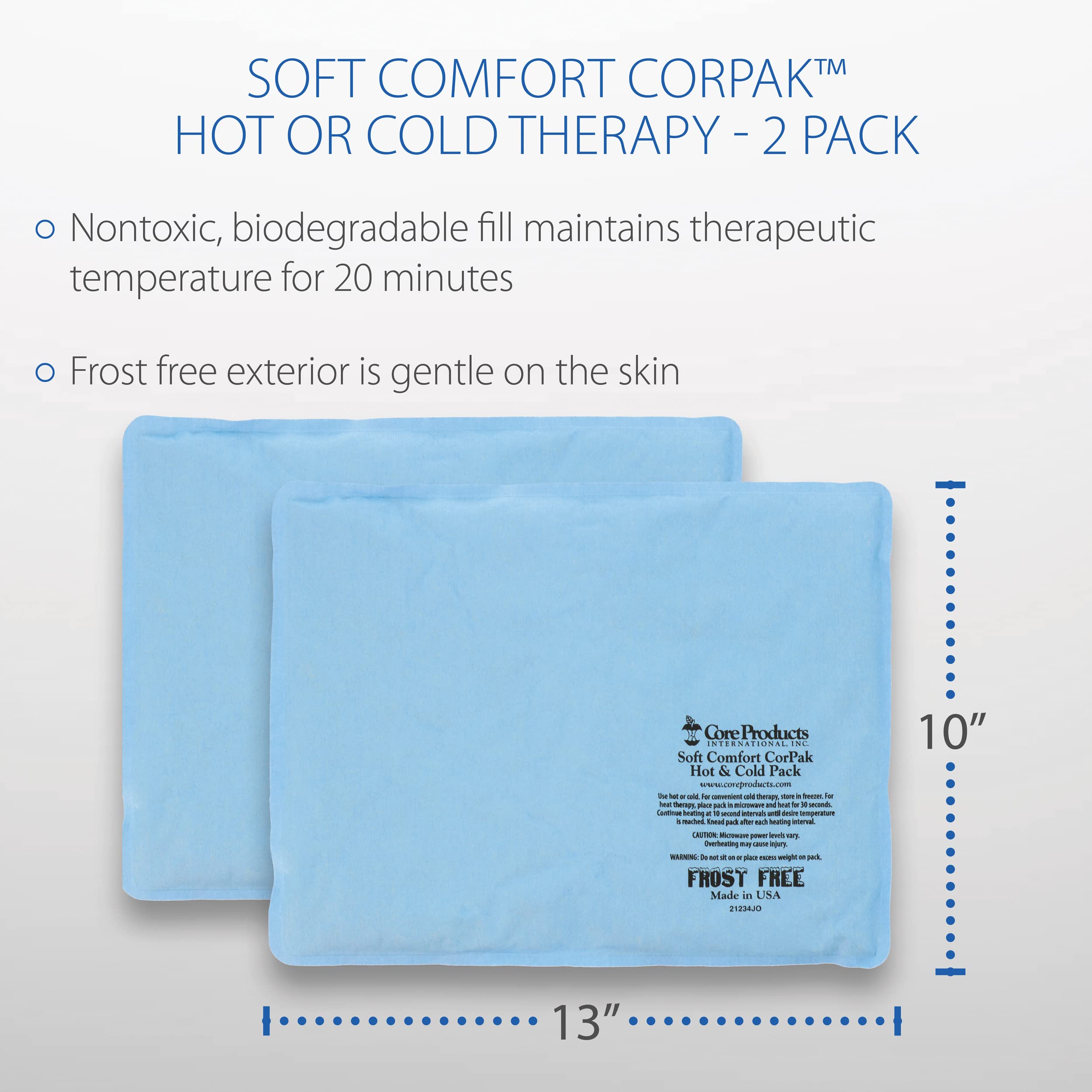 Core Products CorPak flexible après congélation, maintient la température environ 20 minutes.