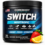 CoreBody Switch poudre-bouteille, énergie propre et durable pour toute la journée.