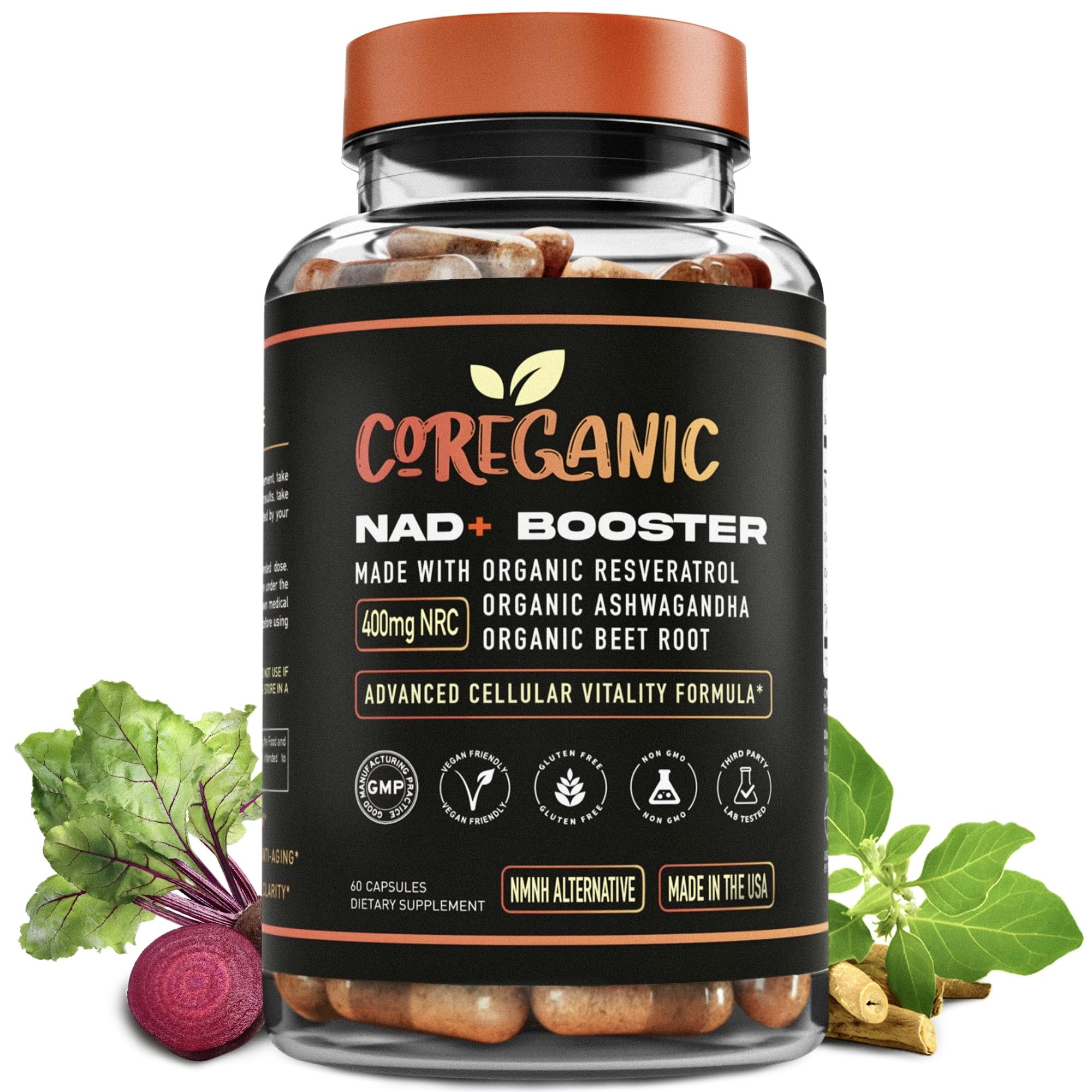 Coreganic NAD+ – énergie cellulaire dans la bouteille, soutien durable.