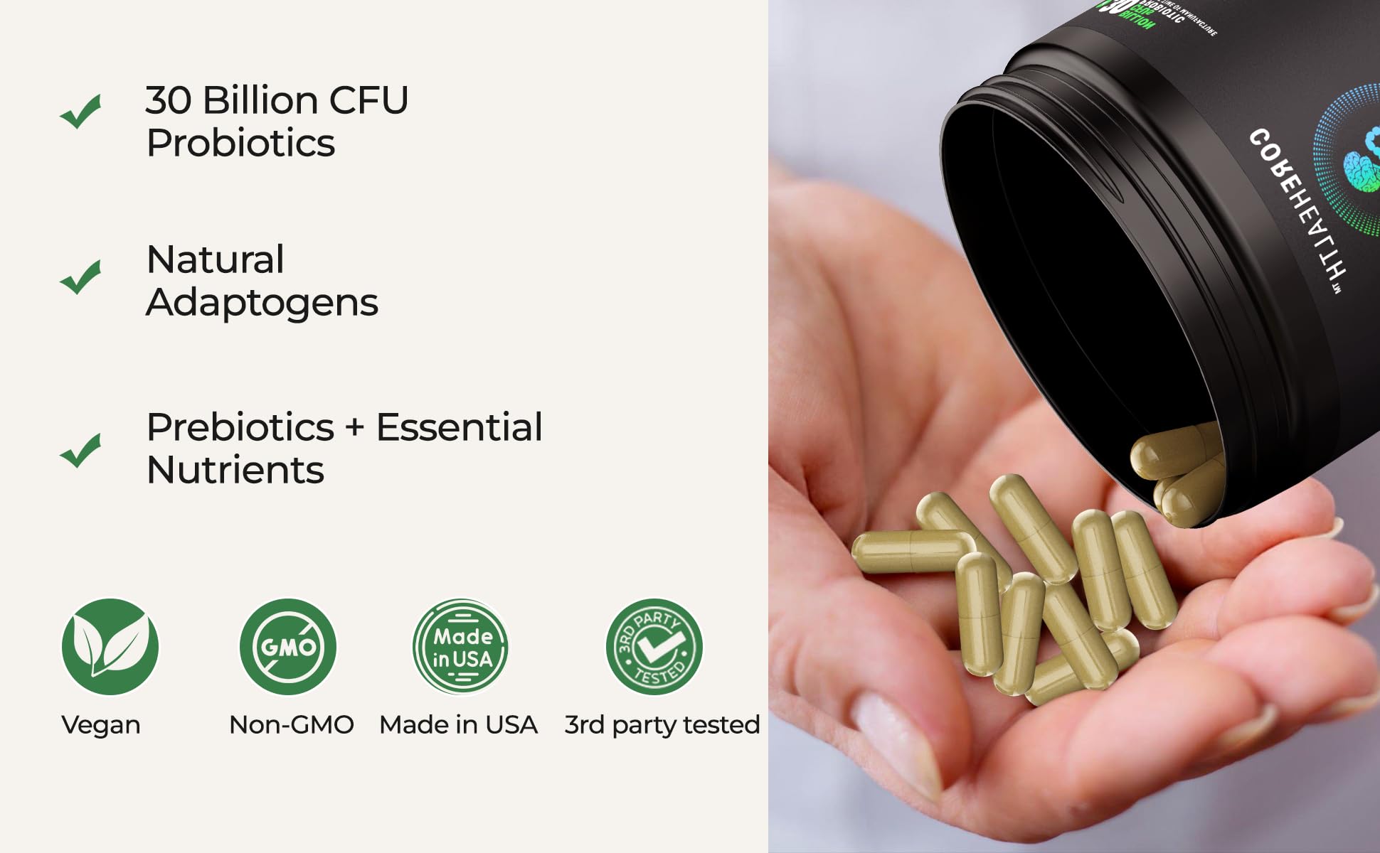 COREHEALTH Gut-Brain Synergy - concentration-memoire: soutien cognitif et clarté mentale.