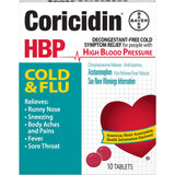 La boîte recto de Coricidin HBP présente une solution pratique pour le rhume.