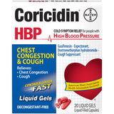Coricidin HBP, gels liquides pour toux et congestion thoracique, soulagement rapide.