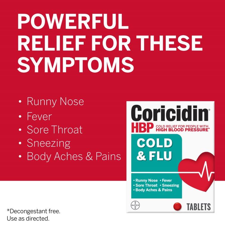 Coricidin HBP tablettes etiquette: informations claires pour un usage responsable.
