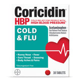 Coricidin HBP tablettes paquet 5 bouteilles: soulagement des symptômes du rhume.