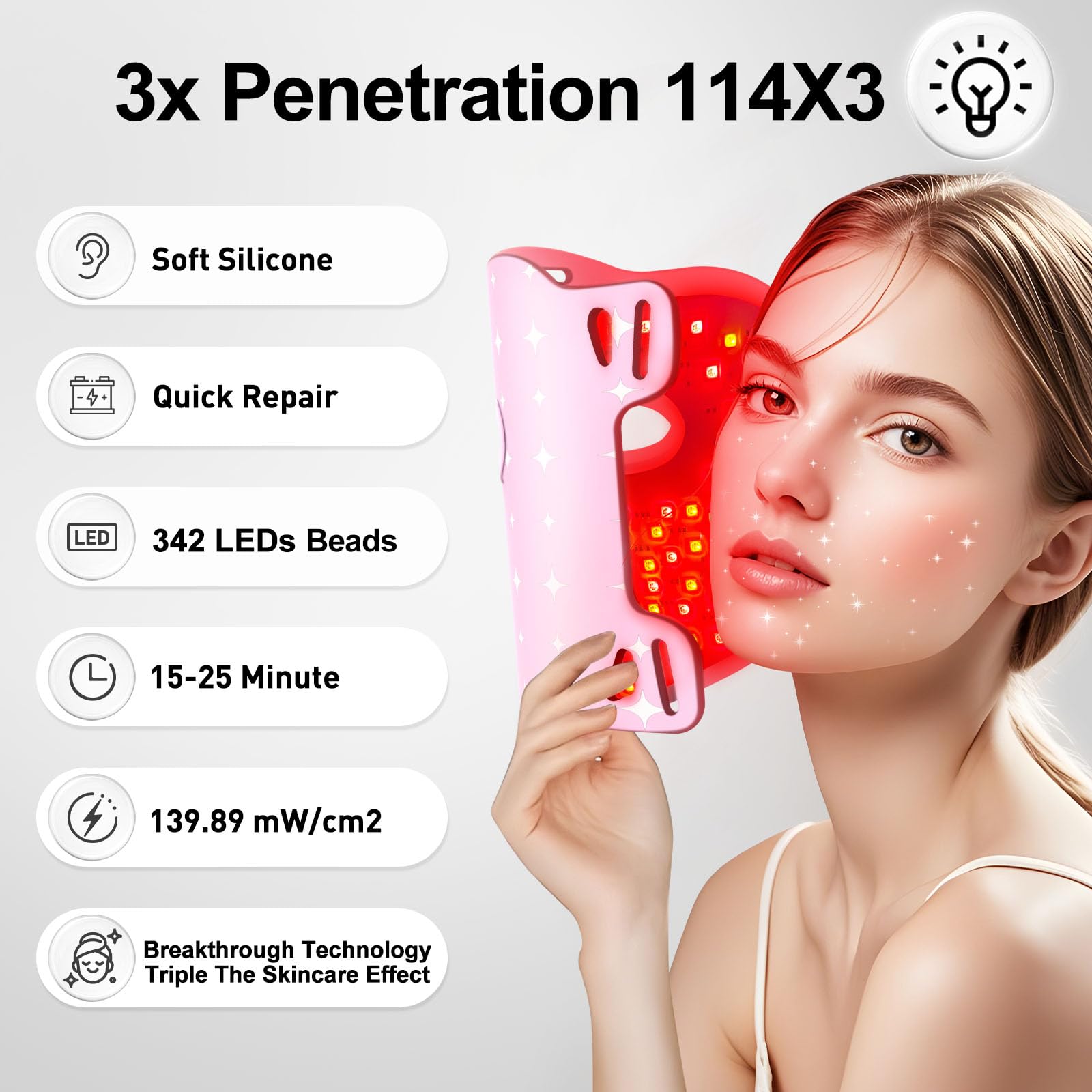 Chaleur douce 25-32 °C du masque Coroover pendant l’utilisation