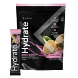 CorVive Hydrate poudre limonade rose, emballage pratique pour hydratation rapide pendant l'entraînement.
