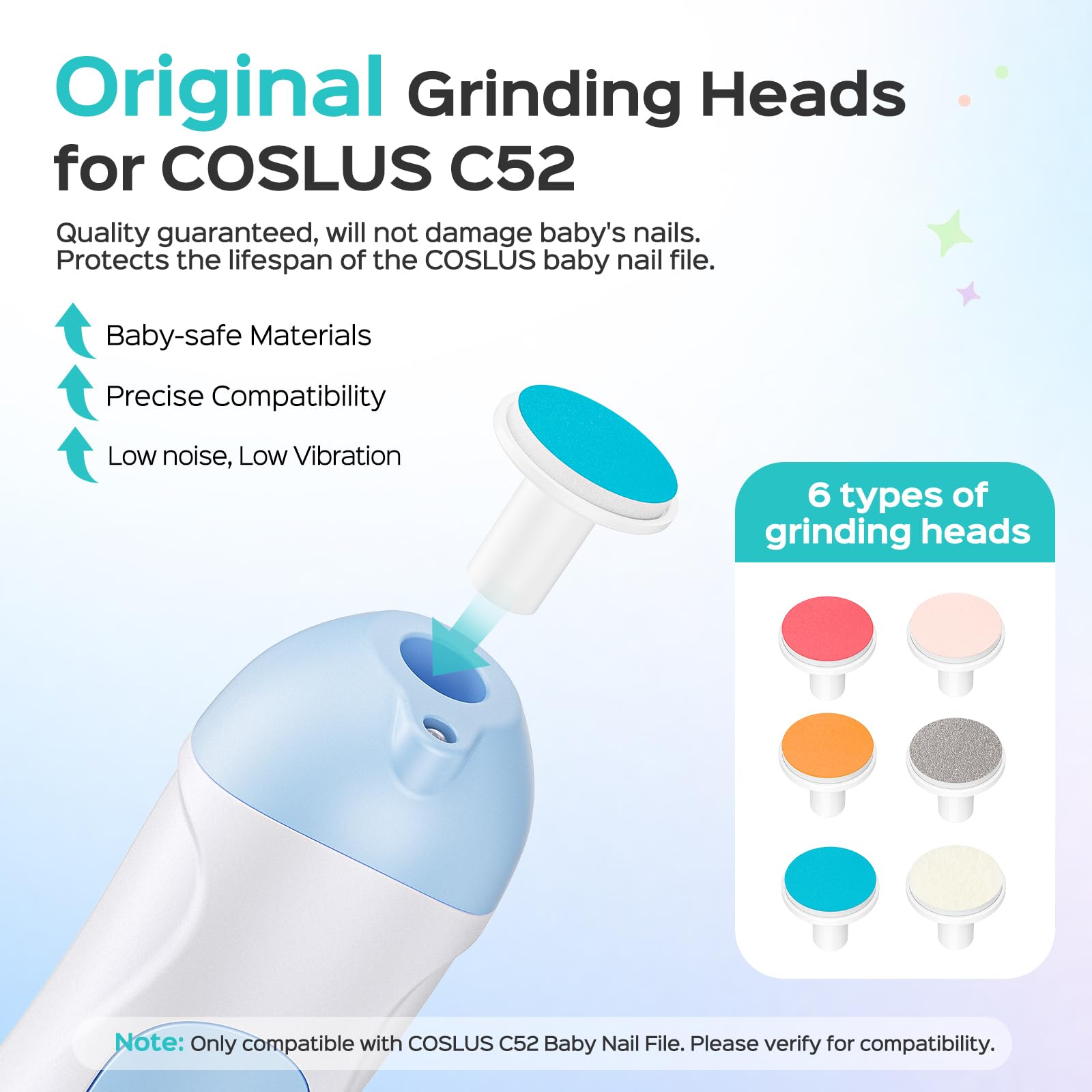 COSLUS C52 tampons de polissage – 8 pièces, usage doux pour ongles de bébé.
