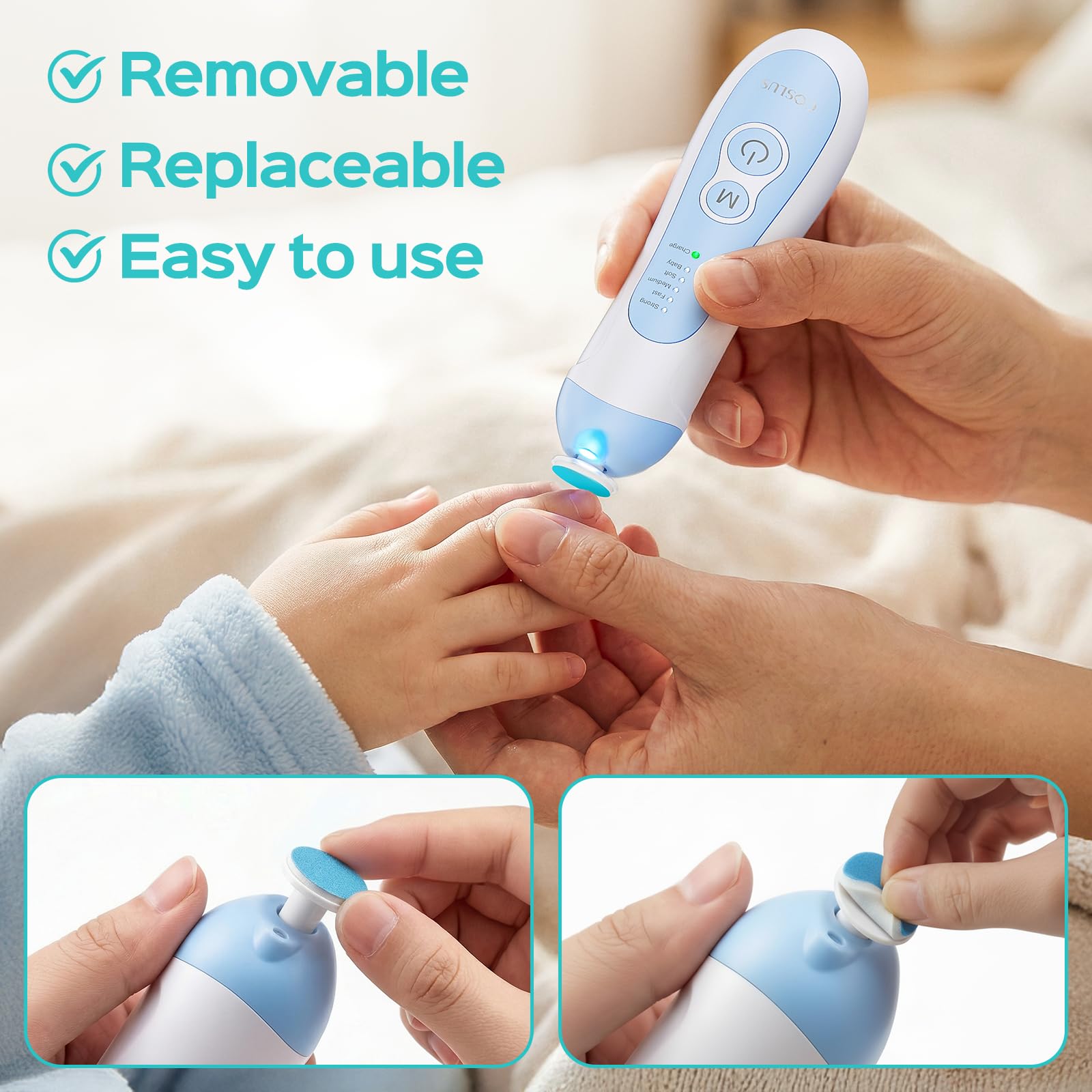 COSLUS C52 utilisation douce – échange rapide des tampons pour les ongles de bébé.